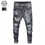 jeans slim philipp plein pour homme paris crane percage a chaud gris